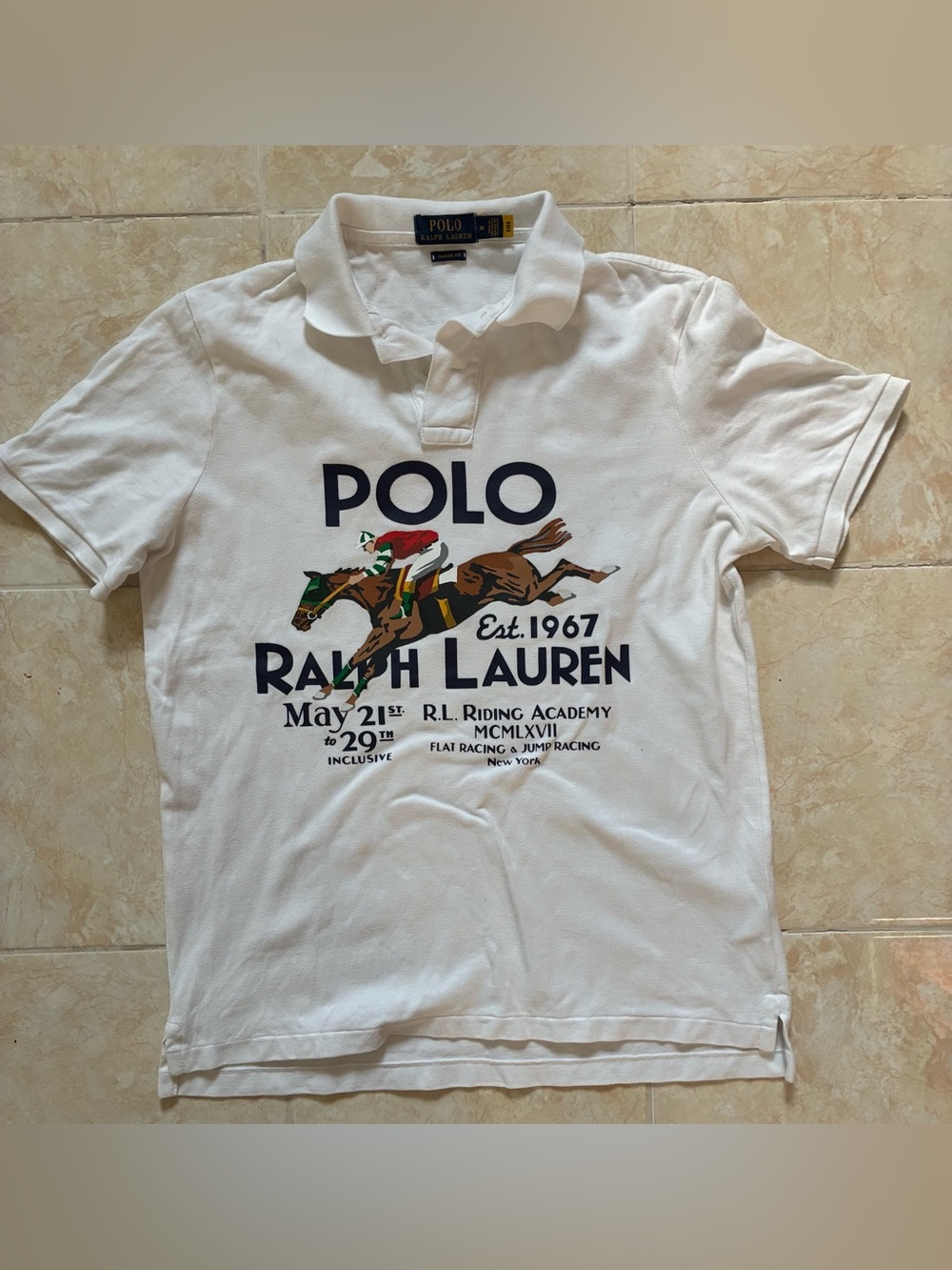 Vintage Ralph Lauren Graphic Equestrian White Polo Shirt
